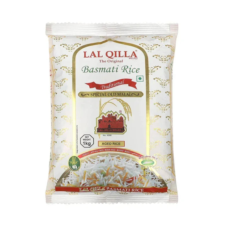 Lal Qilla Old Malai Basmati Rice (Aged Chawal) | 1kg - Traditional Aged Slender Grain for Fluffy & Aromatic Royal Biryanis, Premium Non-Sticky Texture | South Africa | India Bazaar