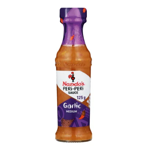 Nando's Peri-Peri Sauce Garlic Medium (Lasan Chili Sauce) | 250ml - Robust Aromatic Garlic Infused Spicy Basting Marinade for Perfect Roast Chicken | South Africa | India Bazaar