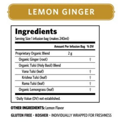 Organic India Tulsi Lemon Ginger Tea Bags