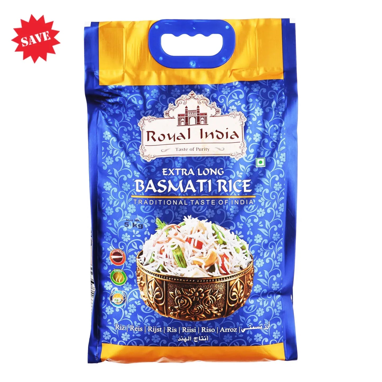 Royal India Extra Long Basmati Rice | 5kg - Extra Long Basmati Rice, Premium Rice, Biryani Rice, Long Grain Rice, India Bazaar South Africa.