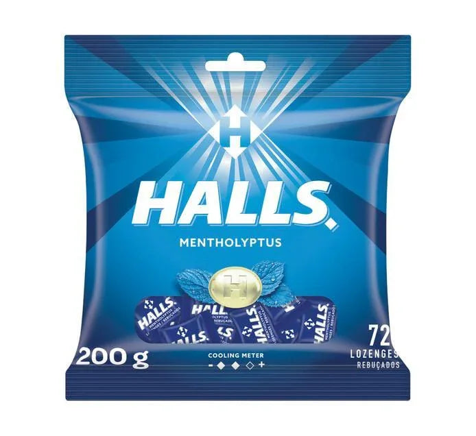 Halls Mentholyptus Lozenges Polybag | 72-Piece Bulk Pack - Menthol & Eucalyptus Medicated Sore Throat Drops for Fast Cough & Sinus Relief | South Africa | India Bazaar