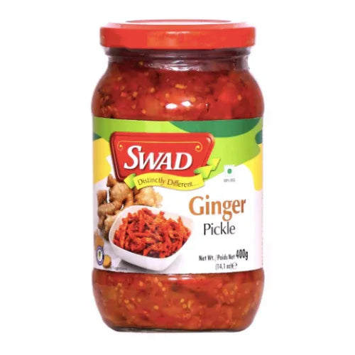 Swad Ginger Pickle (Adrak Ka Achar) | 400g - Sharp & Zesty Grated Ginger Root Infused with Mustard Oil, Promotes Digestion & Appetite | South Africa | India Bazaar
